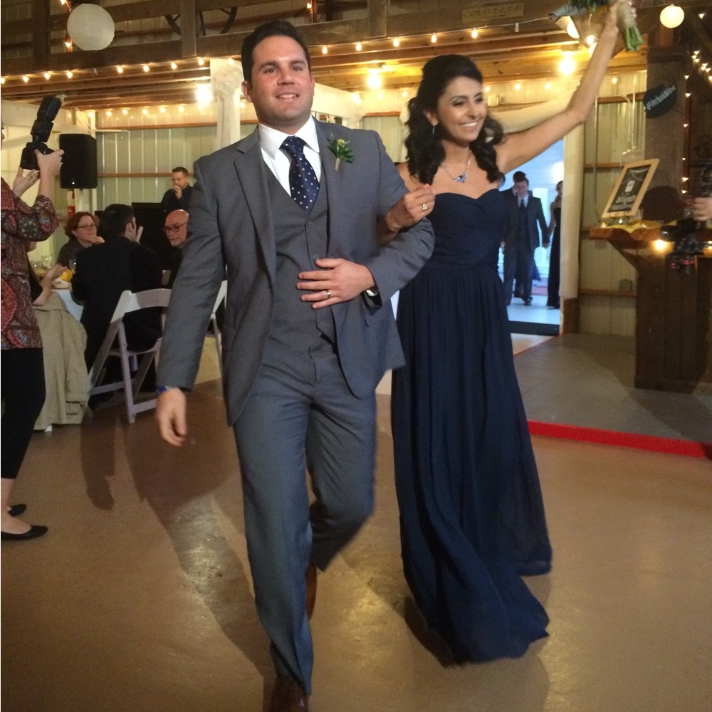 JS Boutique Strapless Chiffon Gown